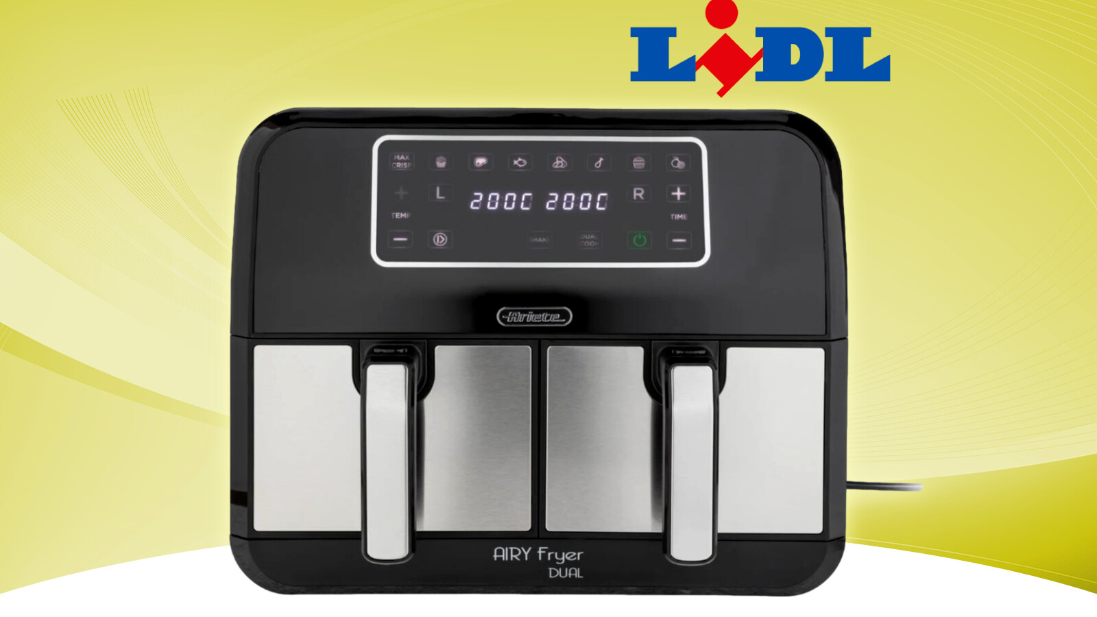 Airfryer fast 50 Prozent reduziert Heißluftfritteuse mit 2 Körben bei