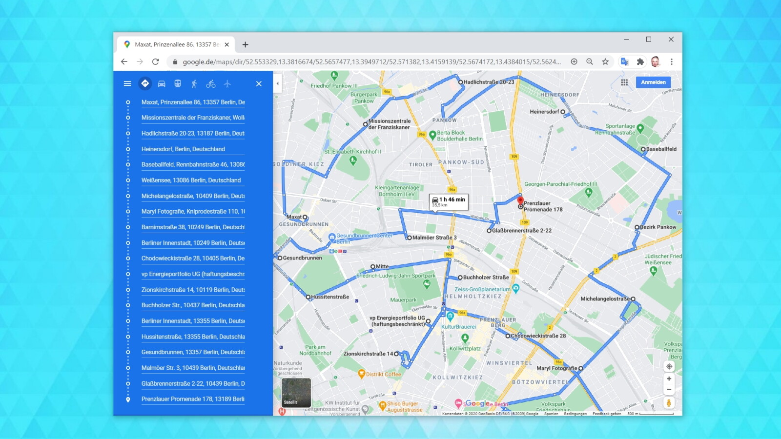 google maps tour planen
