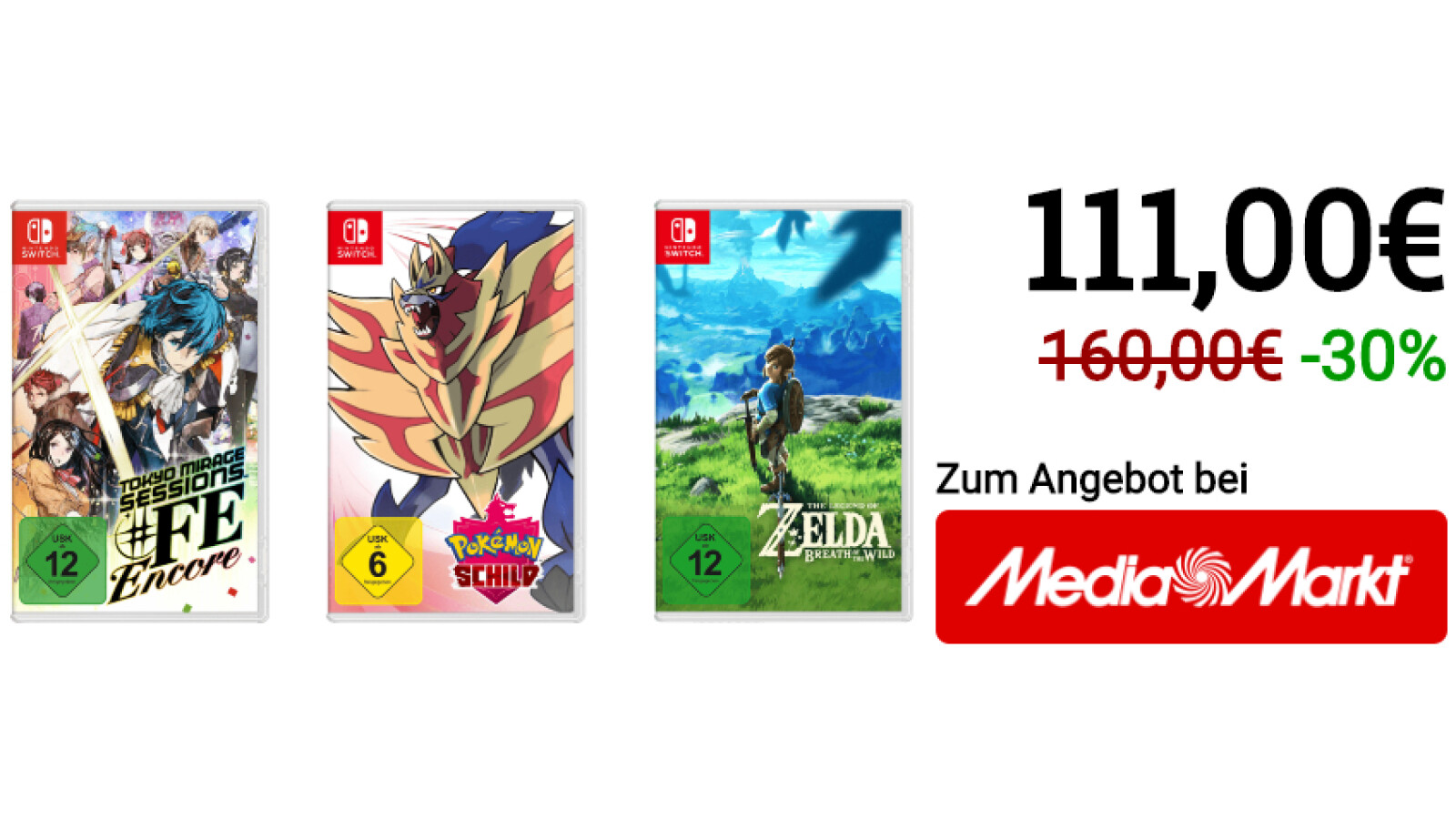 Nintendo Switch: 3 Topspiele für 111 Euro bei Media Markt im Angebot