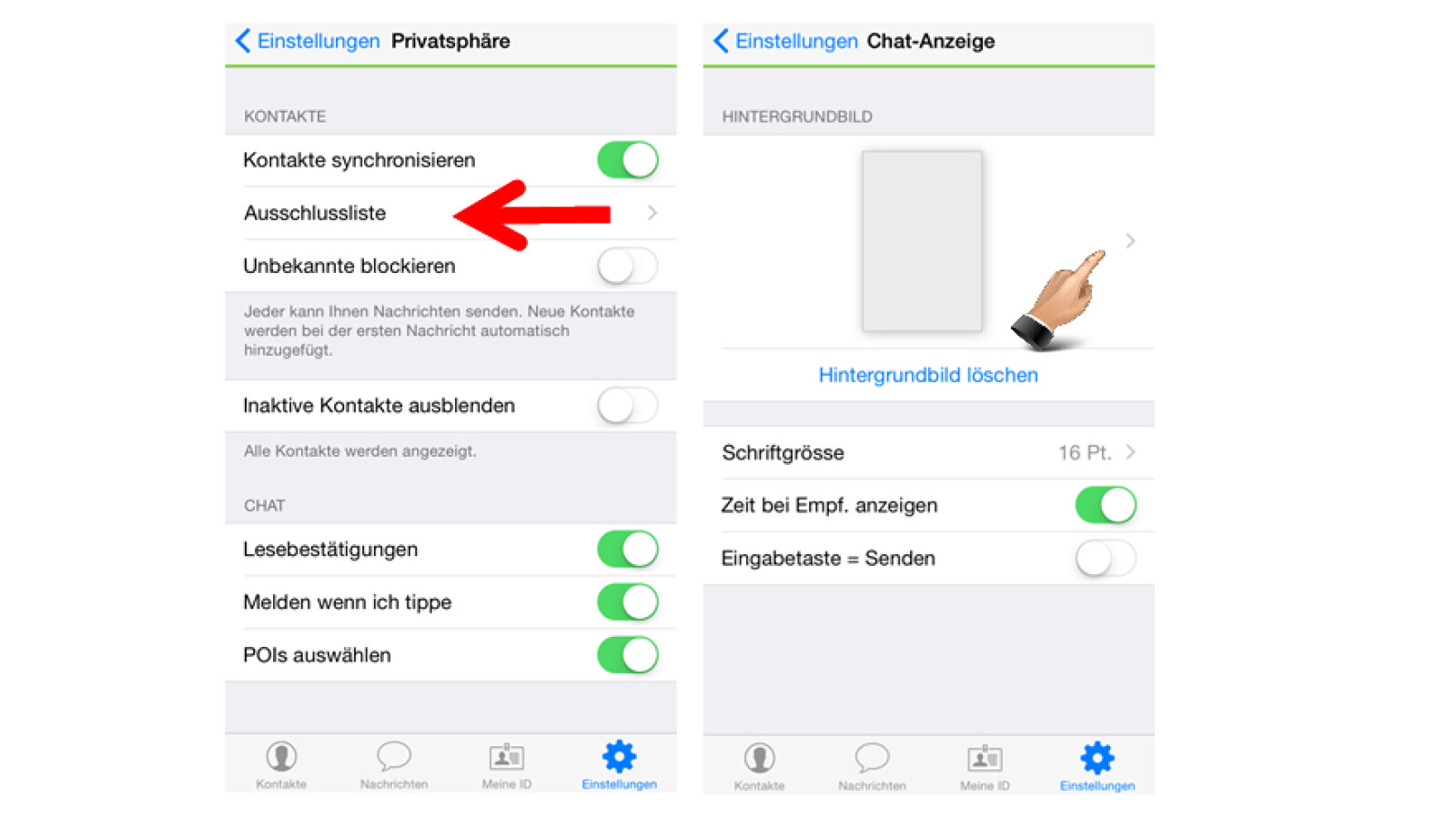 Erweiterte Einstellungen mit Backup und PrivatsphäreSettings NETZWELT