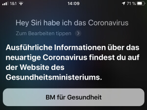 Corona discharge screening through Siri is not yet available in Germany.