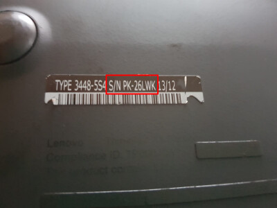 The PC serial number can often be found on the housing.