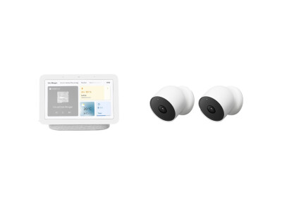 Google Nest Cam (with battery) 2-pack + free Google Nest Hub (2nd gen)