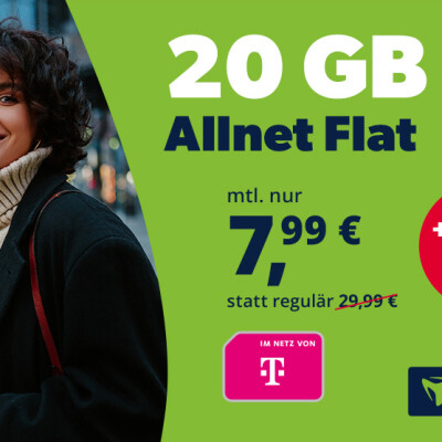 Telekom-Kracher: Allnet-Flat mit 20 GB 5G-Datenvolumen für 7,99 Euro - Jetzt mit Datendepot!