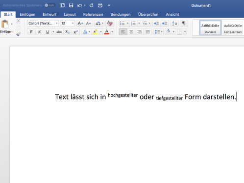Microsoft Word So arbeitet ihr mit hochgestellten und tiefgestellten