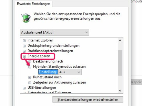 Windows 10: So aktiviert ihr den Ruhezustand und hybriden Standby-Modus ...
