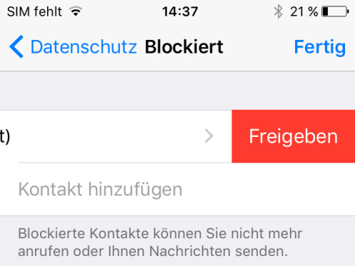 Gelöscht whatsapp blockierter kontakt Kontakte in