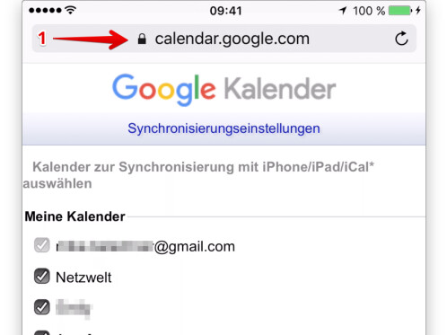 Ruft euch in einem Webbrowser am Desktop-PC oder auf dem iPhone diese Webseite von Google-Kalender auf.