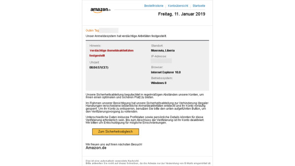 Amazon Verbraucherzentrale Warnt Kunden Vor Phishing Mails Netzwelt