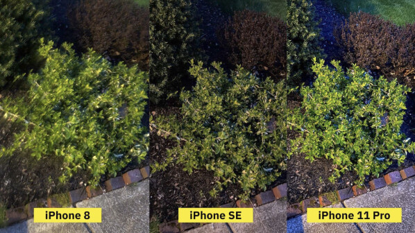 When it is dark, the difference will widen. In particular, the iPhone 8 did swallow the details “in a hurry”. iPhone SE is better. Thanks to the night mode, the iPhone 11 Pro retains most details.
