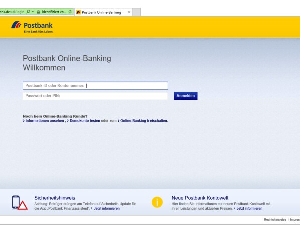 Postbank online banking neu login
