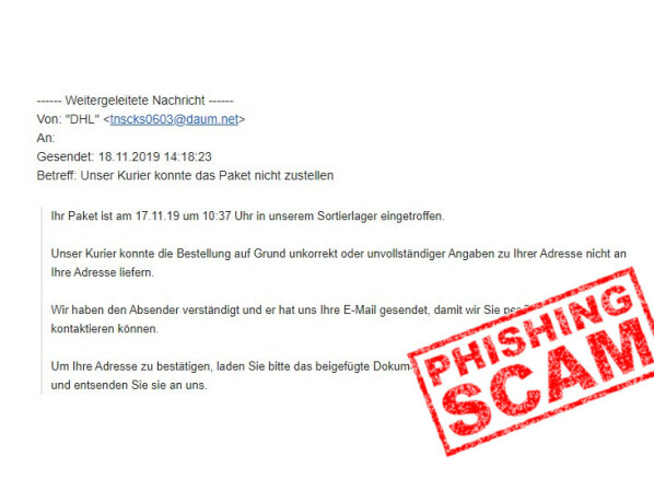 Dhl Phishing Im November Untypische Angriffe Per Mail Und Sms