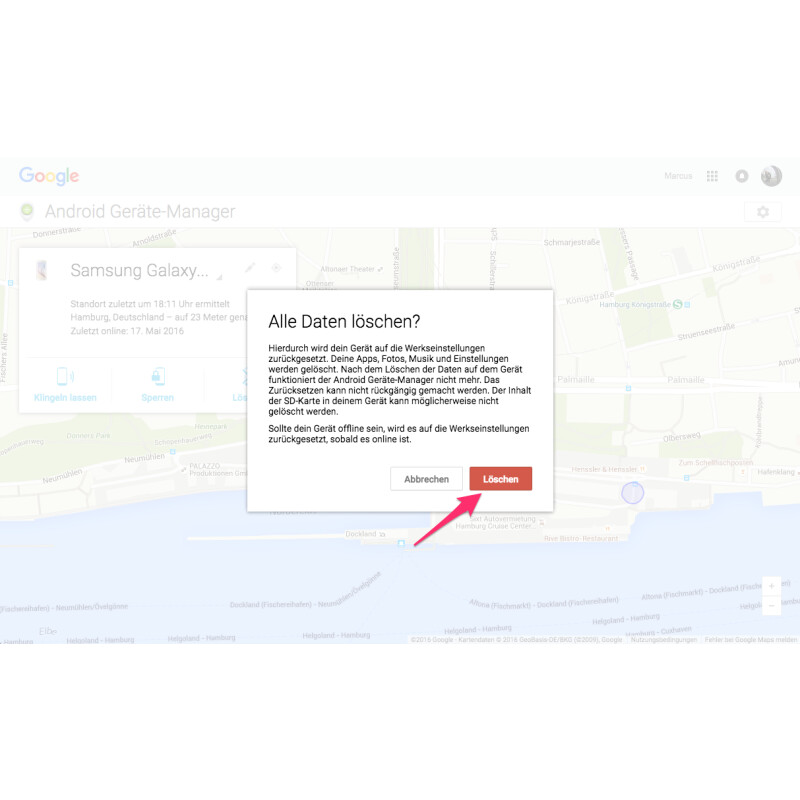 android gerätemanager ortung funktioniert nicht