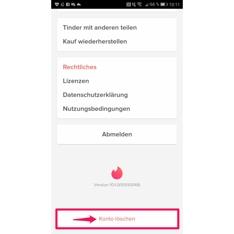 Tinder account löschen pc