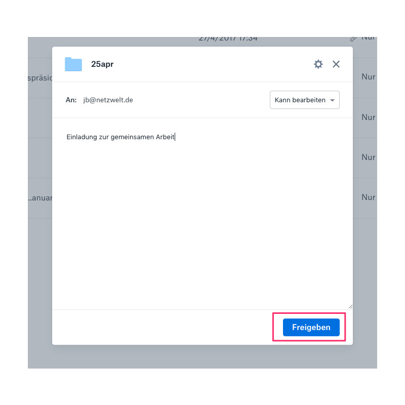 Dropbox unterordner freigeben