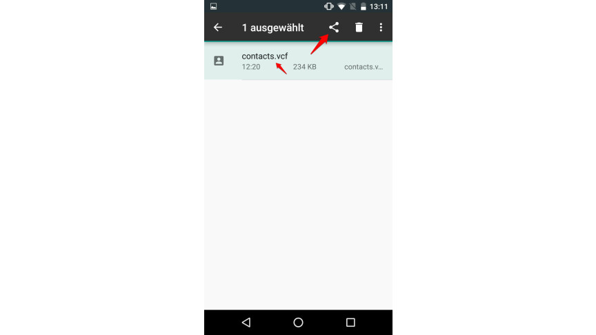 Transfer Android contact file 2