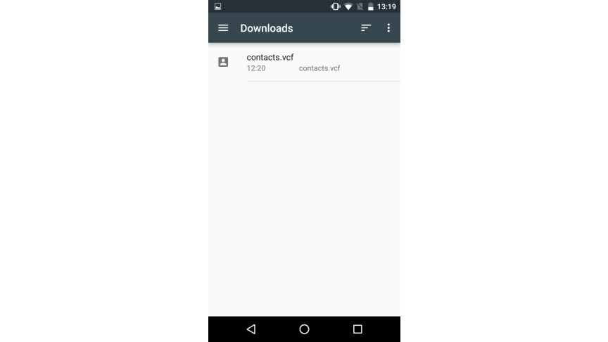 Import Android Contacts Download Folder