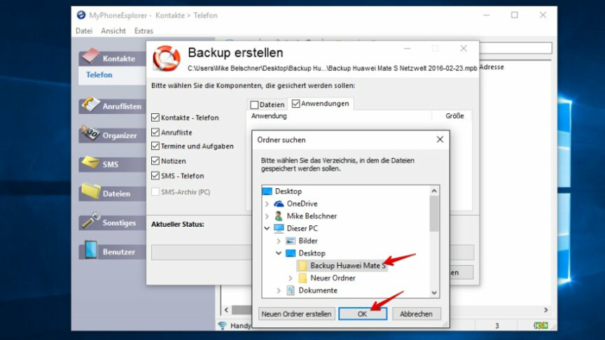 MyPhoneExplorer Datensicherung erstellen 4