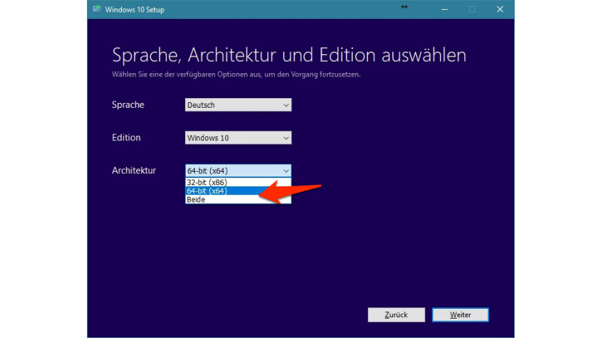 03 Media Creation Tool - Select language edition and architecture