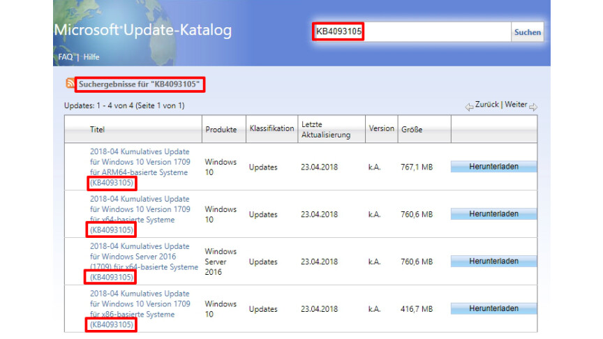 02 Microsoft Update-Katalog - Suchergebnis