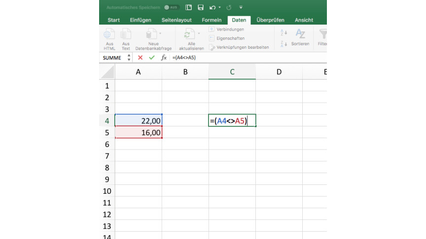 Microsoft Excel: So arbeitet ihr mit Ungleich-Funktionen ...