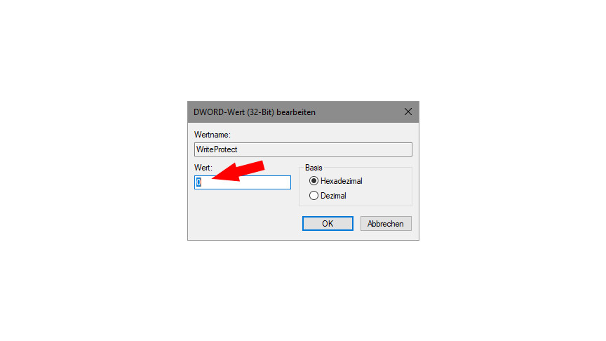 USB Stick Schreibschutz in Windows 10 REG 10