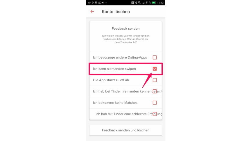 Tinder permanent löschen (2)