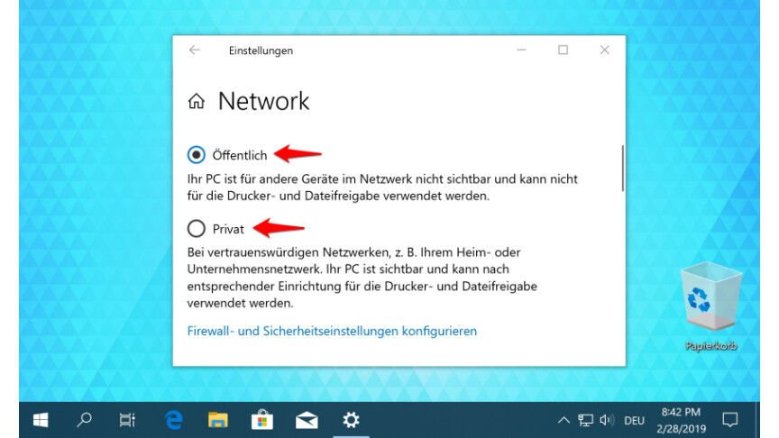01.3 Windows 10 - Einstellungen - Netzwerk - Verbindungseinstellungen