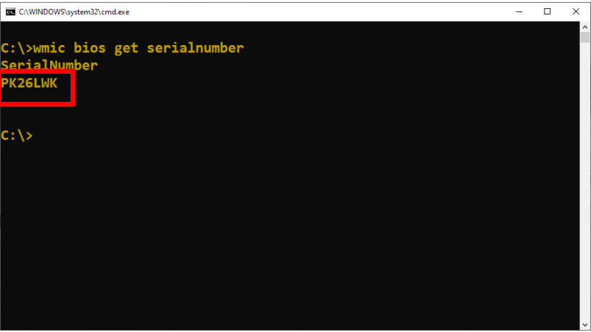 03.2 Windows 10 - Command line - Read PC serial number