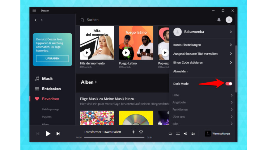 Deezer Dark Mode