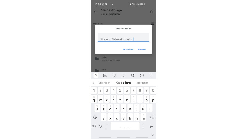 09 WhatsApp - Chat exportieren - In Drive spichern - Neuer Ordner