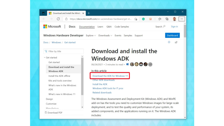 01 Microsoft-Webseite - Windows ADK