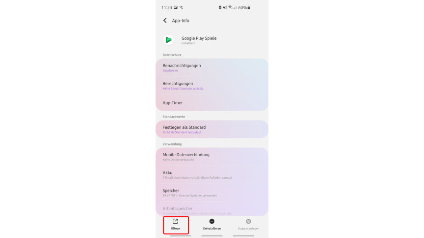 02.2 Android - Opsi aplikasi - Buka dan mulai ulang