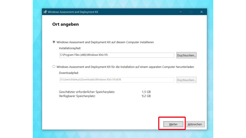 03 Microsoft-Webseite - Windows ADK - Installation