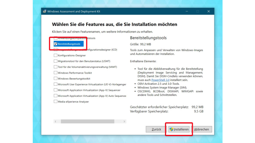04 Microsoft-Webseite - Windows ADK - Installation - Bereitstellungstools