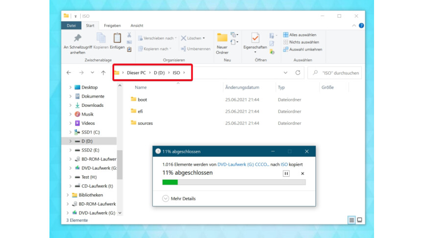 07 Windows 11 - Datei-Explorer - Daten von Windows 11 in Verzeichnis kopieren