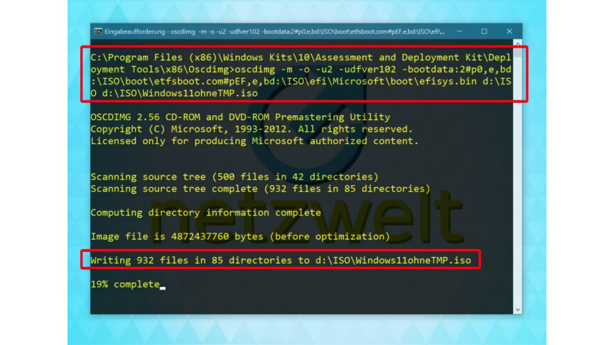 12 Windows 10 - CMD - Neue ISO mit oscdimg erstellen