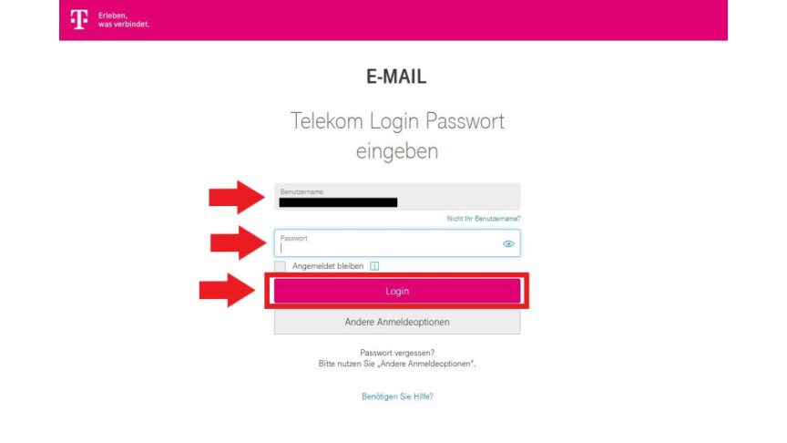 Telekom Mail - Connexion et réinitialisation du mot de passe 2