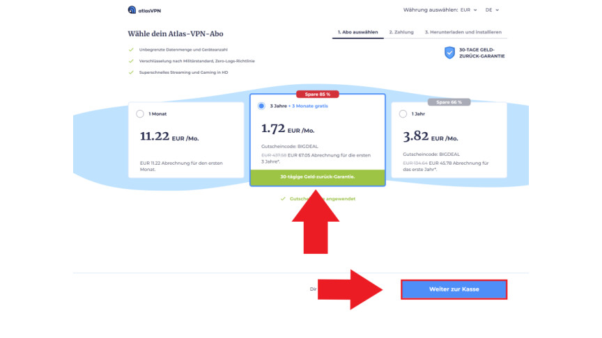 Utilisez AtllasVPN gratuitement 2