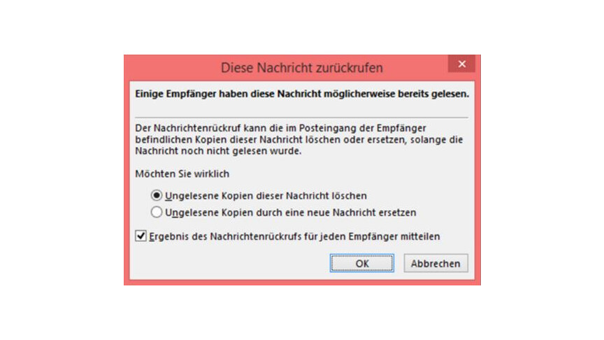 outlook gesendete mail zurückholen mac