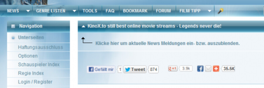 Today, websites with illegal content such as Kinox.to will be ranked poorly by Google. 