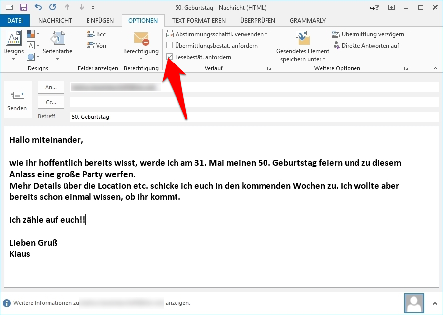 1.2 Microsoft Outlook - Redactar correo electrónico - Solicitar confirmación de lectura