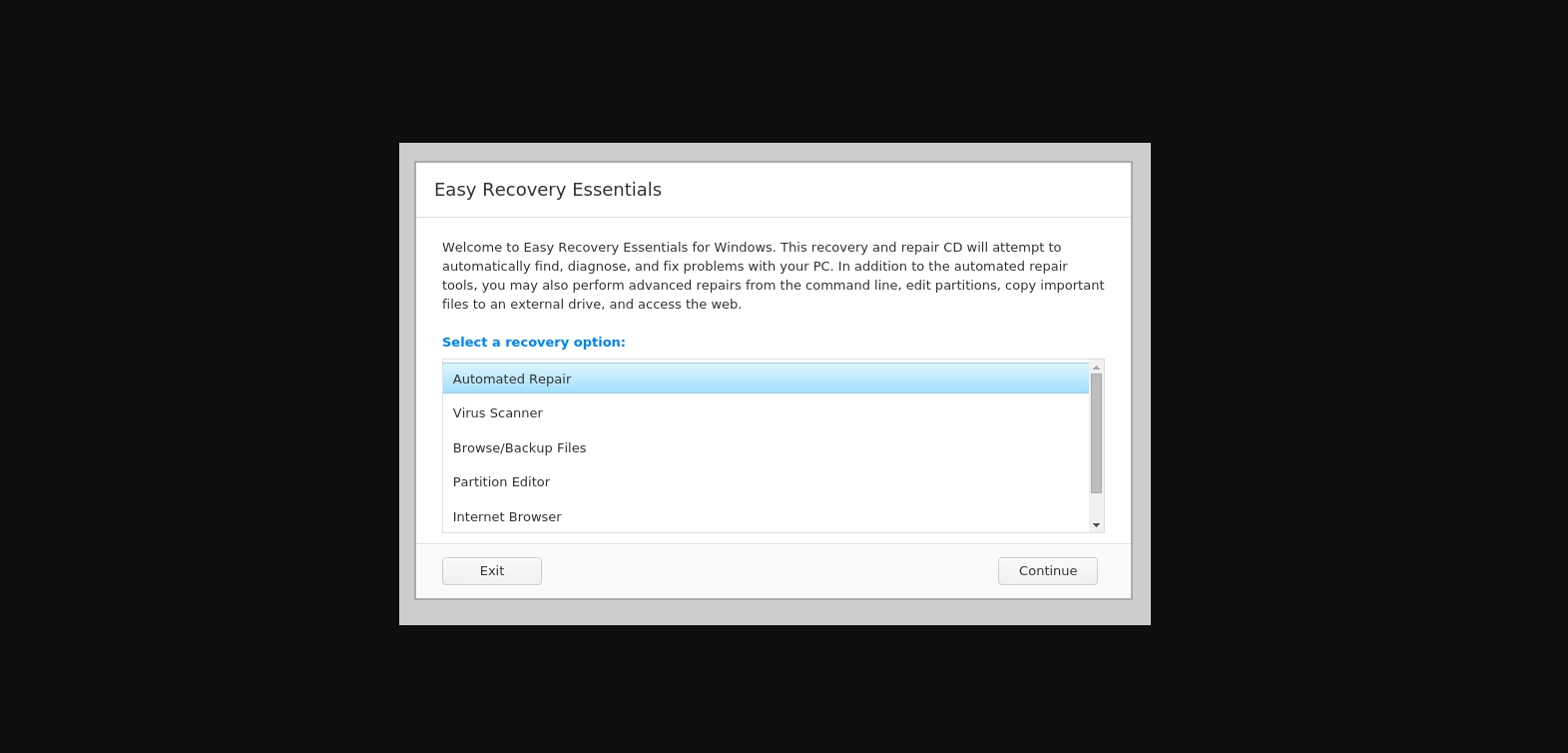 easy recovery essentials for windows