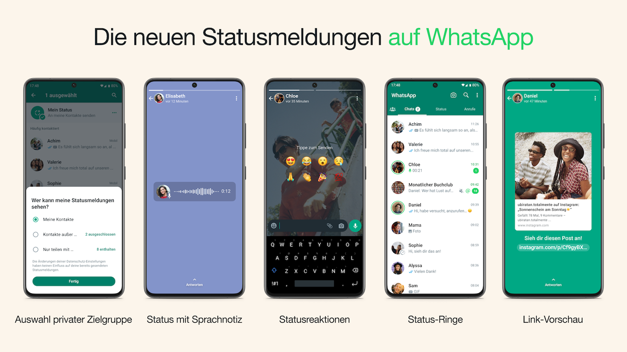 WhatsApp mit großem Update für den Status Jetzt darf auch hier