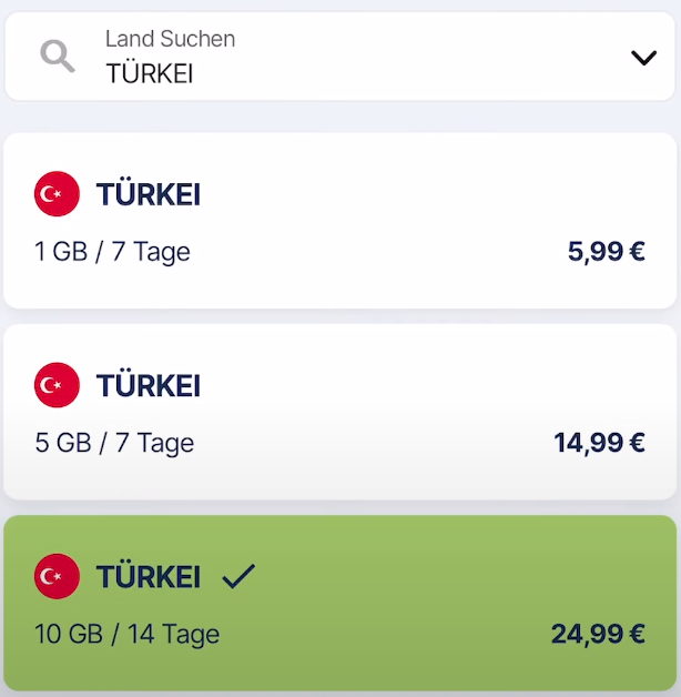 freenet Travel offers attractive data packages in Turkey.